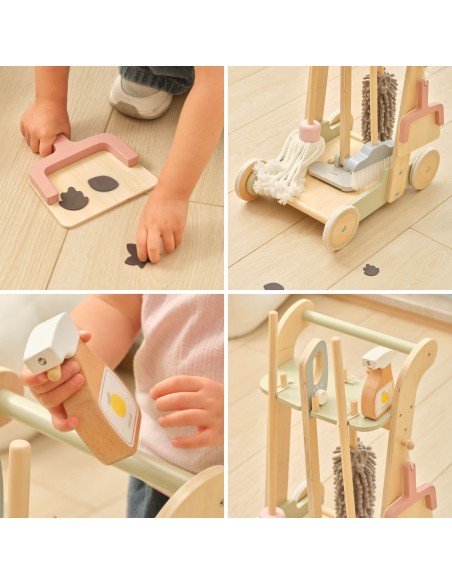 VIGA Wooden Cleaning Cart - 11-piece Set for Children