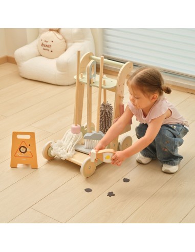 VIGA Wooden Cleaning Cart - 11-piece Set for Children