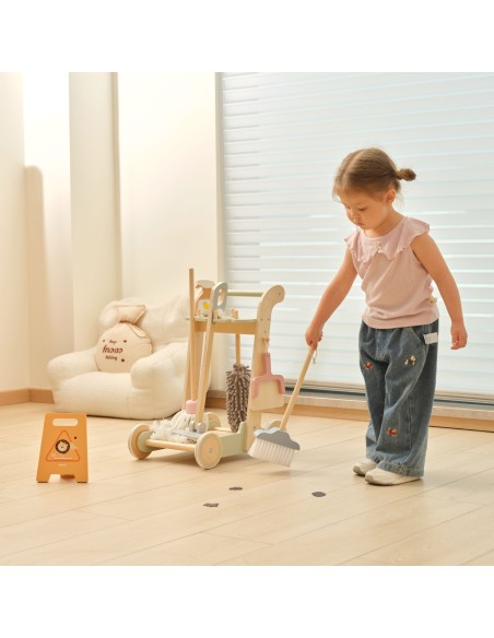 Holz-Reinigungwagen VIGA – Set 11-tlg. für Kinder