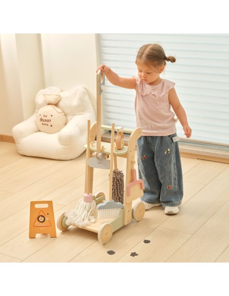 Holz-Reinigungwagen VIGA – Set 11-tlg. für Kinder
