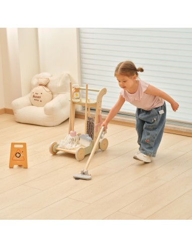VIGA Wooden Cleaning Cart - 11-piece Set for Children