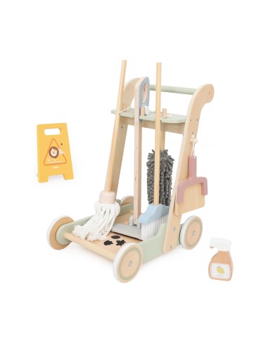 VIGA Wooden Cleaning Cart - 11-piece Set for Children