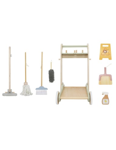 VIGA Wooden Cleaning Cart - 11-piece Set for Children