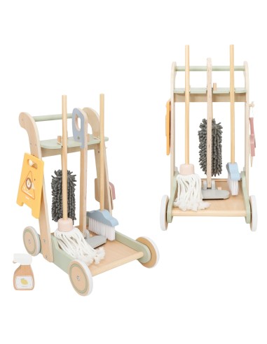 VIGA Wooden Cleaning Cart - 11-piece Set for Children