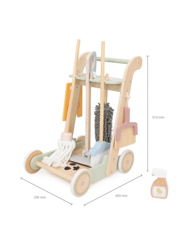 VIGA Wooden Cleaning Cart - 11-piece Set for Children