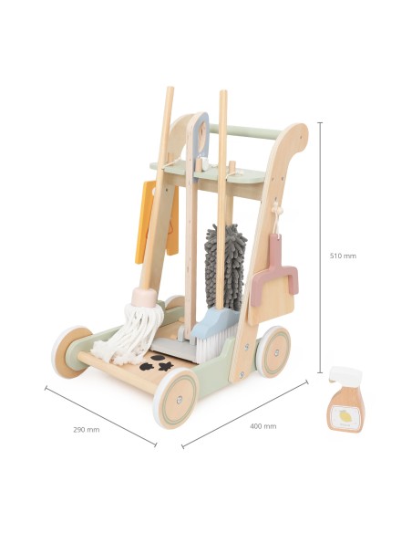 VIGA Wooden Cleaning Cart - 11-piece Set for Children