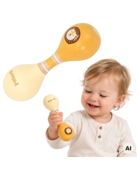 PolarB VIGA Lion Double Maracas - Wooden Musical Toy