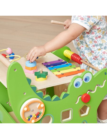 VIGA Drewniany Pchacz Edukacyjny Krokodylek 12w1 - Przyjemna Nauka
