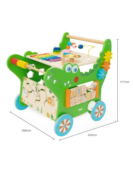 VIGA Wooden Educational Crocodile Pusher 12 in 1 - Fun Learning