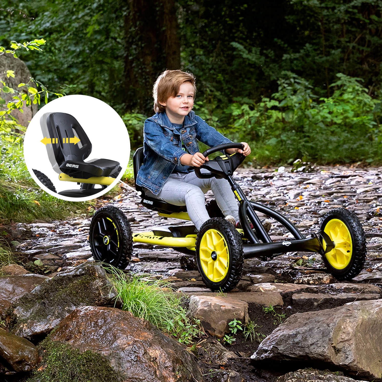 Gokart na pedały buddy cross żółty od 3 do 8 lat do 50 kg nowy model