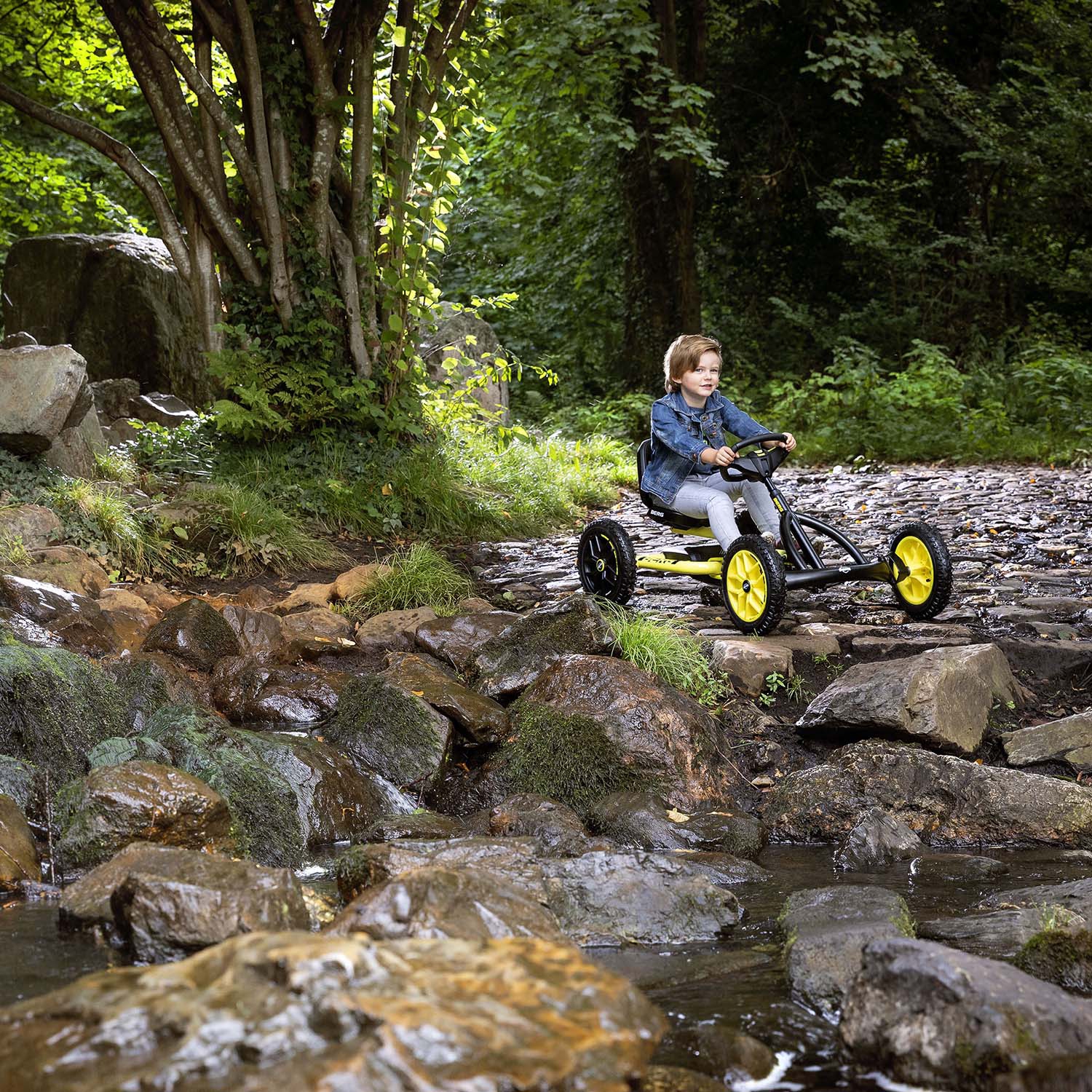 Gokart na pedały buddy cross żółty od 3 do 8 lat do 50 kg nowy model
