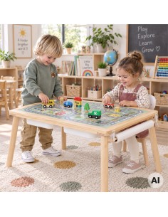 Woopie Wooden Activity Table - Chalkboard Map 2