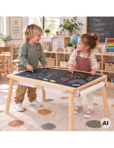 Woopie Wooden Activity Table - Chalkboard Map