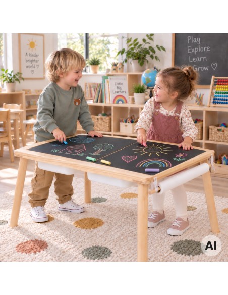 Woopie Wooden Activity Table - Chalkboard Map