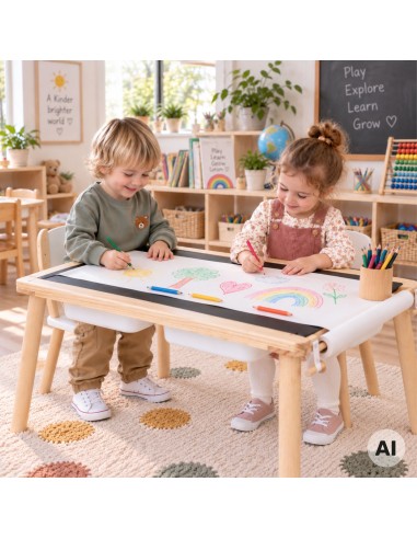 Woopie Wooden Activity Table - Chalkboard Map