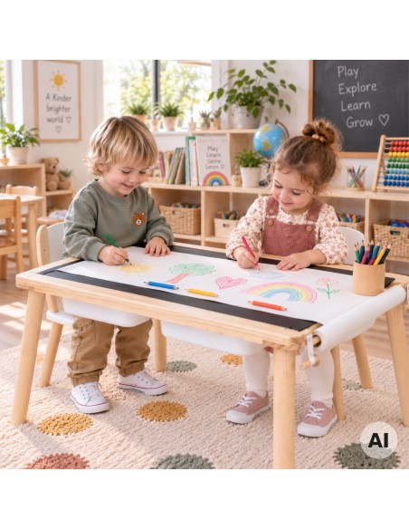 Woopie Wooden Activity Table - Chalkboard Map