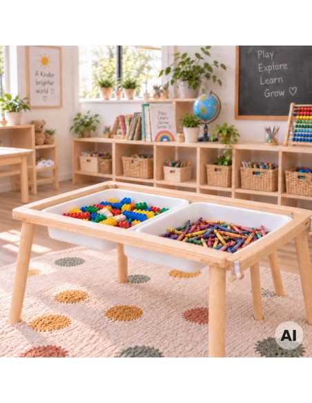 Woopie Wooden Activity Table - Chalkboard Map