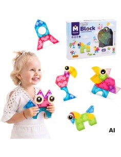WOOPIE Magnetbausteine M-Block, 21-teilig – Kreativer Spielspaß