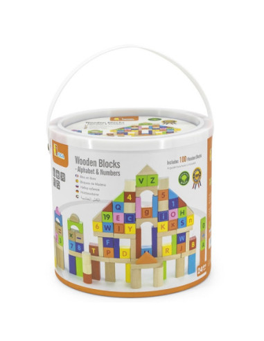 Viga klocki drewniane 100 elem. Cyferki Literki