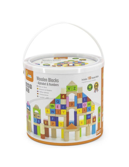 Viga klocki drewniane 100 elem. Cyferki Literki