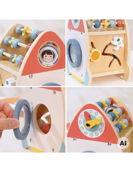 TOOKY TOY Kosmische Rakete Aktivitätssorter & Labyrinth aus Holz