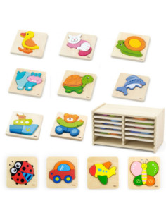 Viga Toys  Puzzle drewniane 12 plansz 2