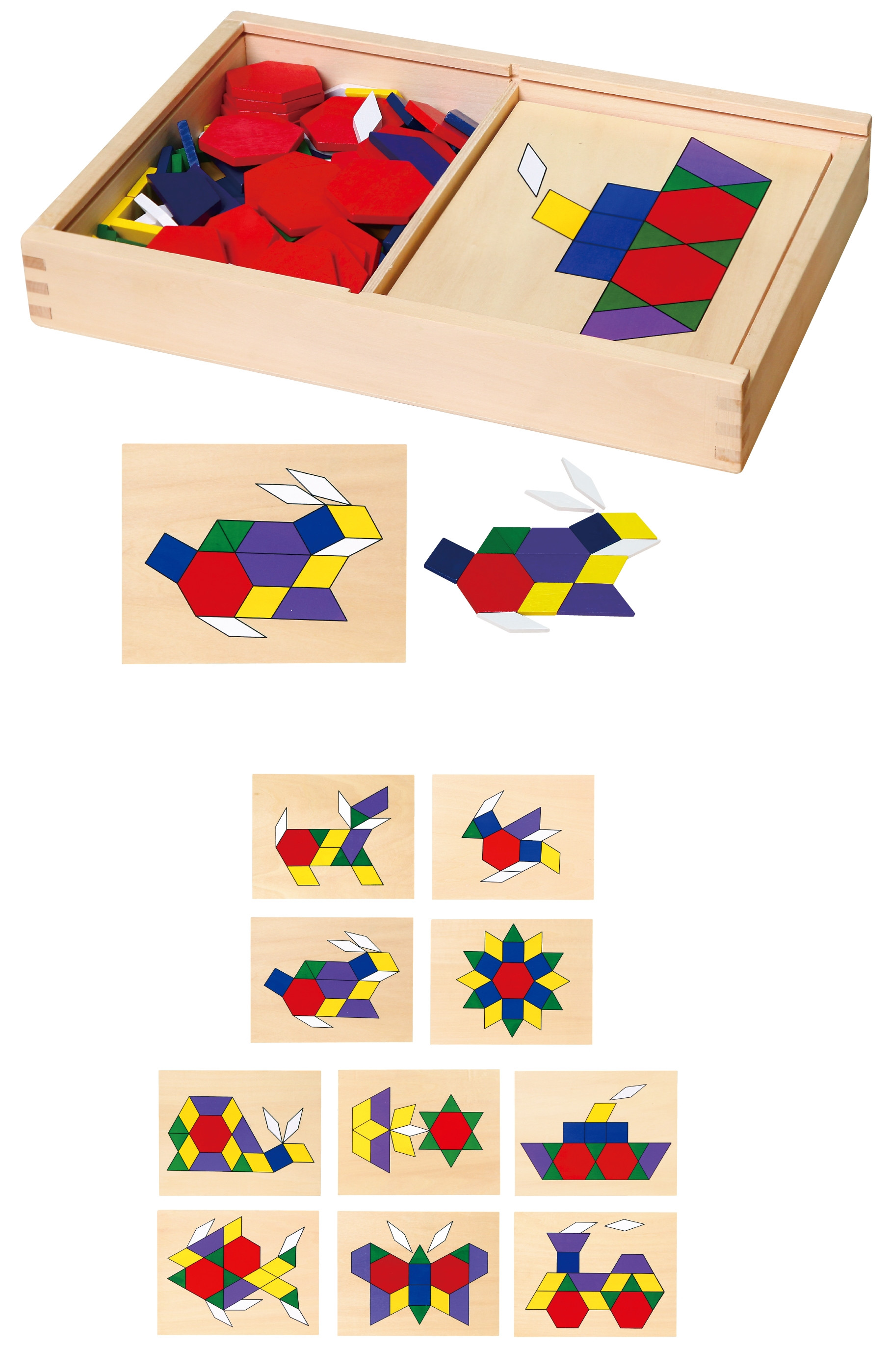 VIGA Geometrisk Mosaik Dienes Träpussel Montessori 148 delar