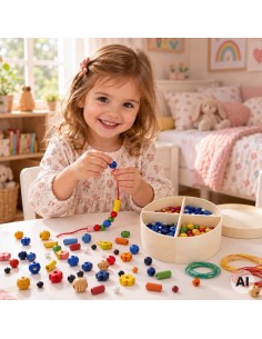 VIGA Wooden Beads for Stringing 608 Pieces in a Box 2