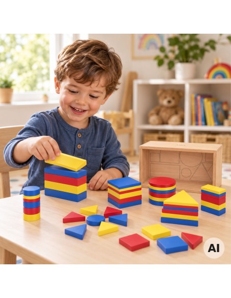 Dienes Wooden Blocks Geometric Shapes Viga Toys Montessori