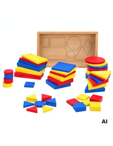 Dienes Wooden Blocks Geometric Shapes Viga Toys Montessori