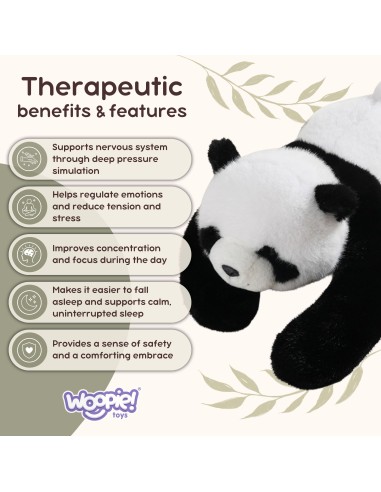 WOOPIE Panda sensorinis svertinis pliušinis žaislas 1 kg raminančiam miegui