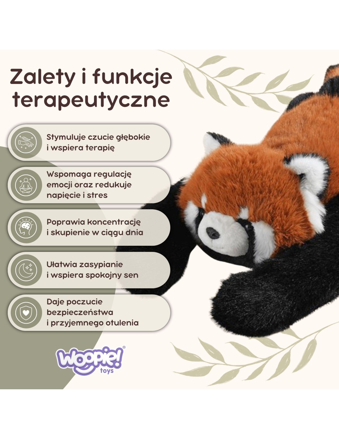 WOOPIE Ruda Panda  Obciążeniowy Pluszak Miś Sensoryczny 1kg