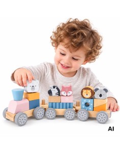 VIGA PolarB Wooden Train with Carriages - Montessori fun 2