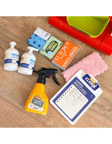 Reinigungswagen für Kinder mit Staubsauger und Wischmopp – Kleiner Helfer