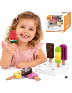 VIGA Wooden Ice Cream Stick Set 6 pcs with Stand
