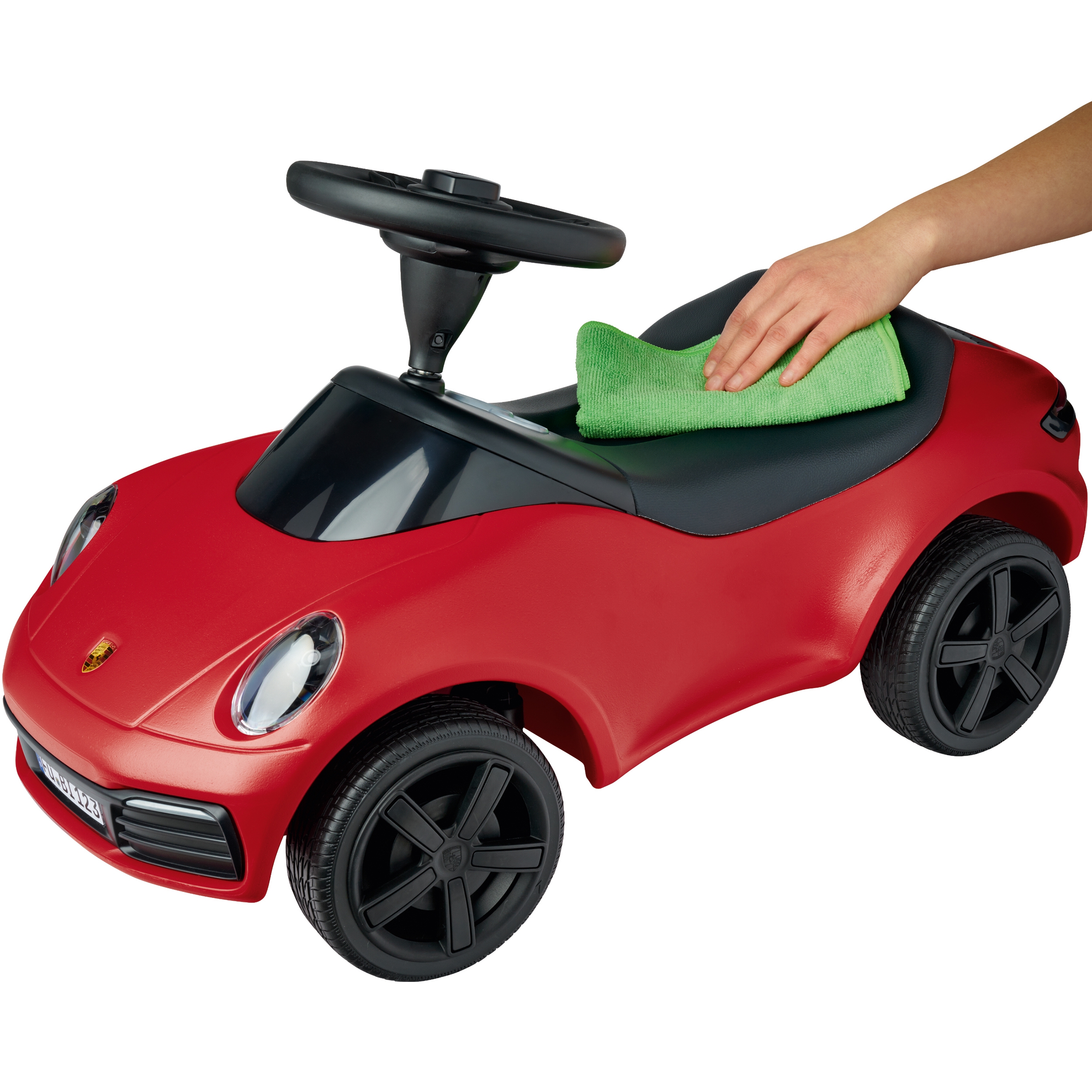 Czerwony jeździk porsche 911 klakson ciche koła