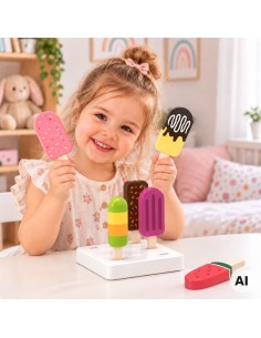 VIGA Wooden Ice Cream Stick Set 6 pcs with Stand 2