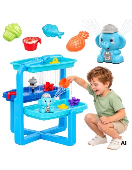 Zweistufiger Wasser- und Sandtisch mit Elefanten-Woopie – ein Riesenspaß!