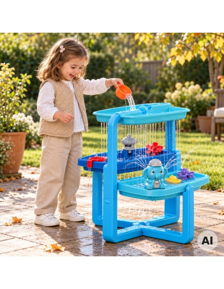 Two-tier water and sand table with Woopie the elephant - fun