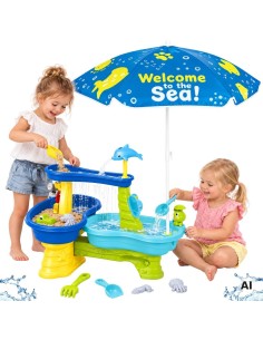 Woopie Sandbox Water Table with Umbrella - Garden and Beach