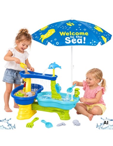 Woopie Sandkasten-Wassertisch mit Sonnenschirm - Garten und Strand
