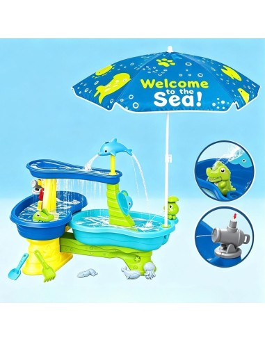 Woopie Sandkasten-Wassertisch mit Sonnenschirm - Garten und Strand