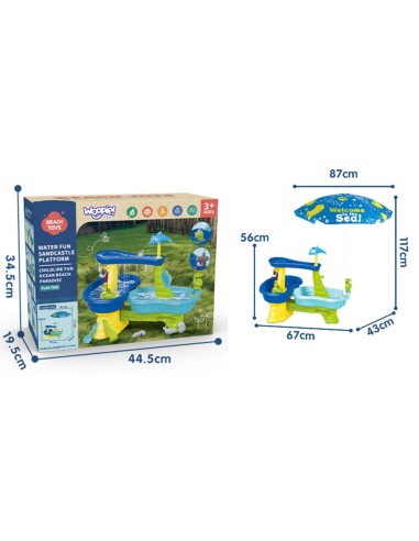 Woopie Sandbox Water Table with Umbrella - Garden and Beach