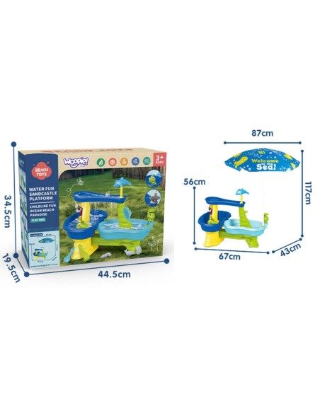 Woopie Sandkasten-Wassertisch mit Sonnenschirm - Garten und Strand