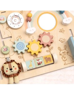 WOOPIE GREEN manipuliacinė lenta 2in1 8 el. Klasikiniai kaimeliai – medinis edukacinis žaislas 2
