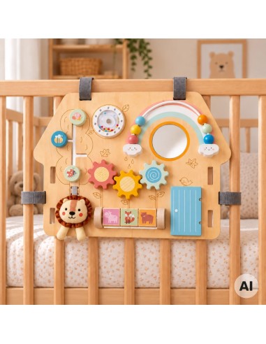 2-in-1 8-piece Classic Villages Manipulation Board - Wooden Educational Toy
