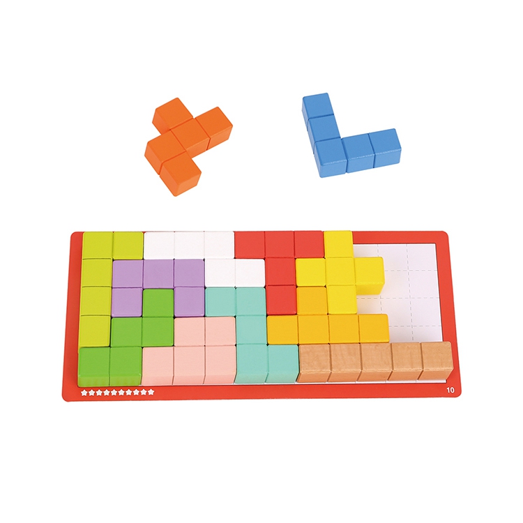 Układanka klocki tetris 10 poziomów trudności 22 el.
