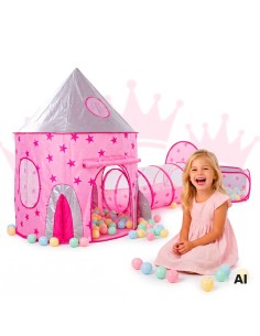 WOOPIE 3 viename „Princess Palace XXL“ palapinė su tuneliais ir baseinu