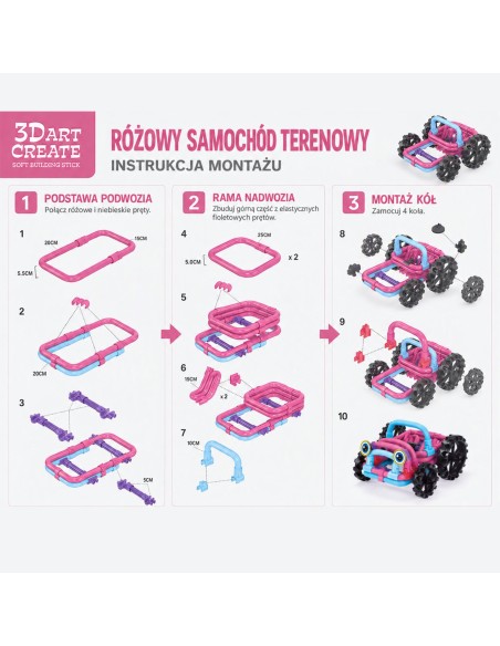 Miękkie Klocki 3D Konstrukcyjne Patyczki 44 el. WOOPIE - Kreatywne