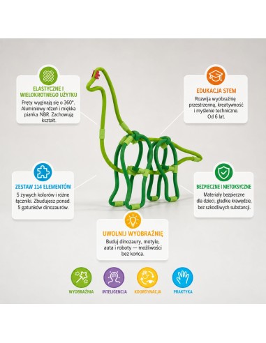 WOOPIE Dinosaurier-Bauset, 71-teiliges Kreativbausteinset